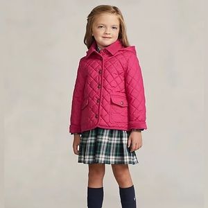 NWT Ralph Lauren Toddler Girls Quilted Pink Water Repellent Barn Jacket Size 2T